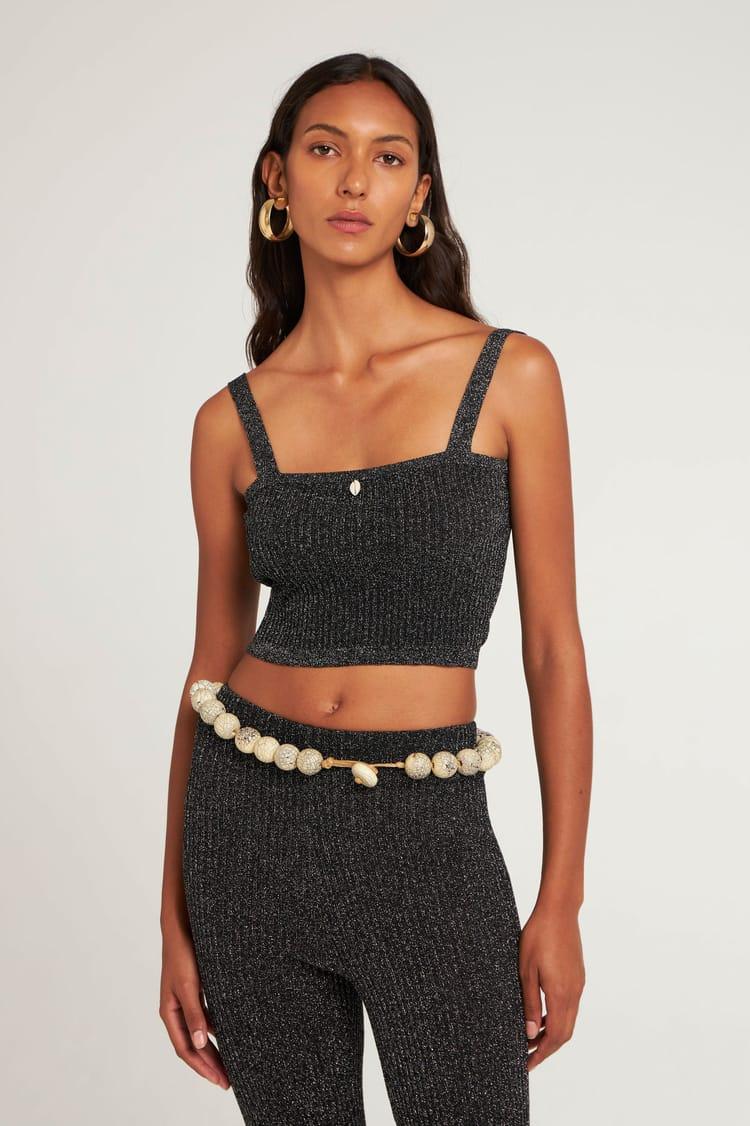 antik batik Top court à paillettes