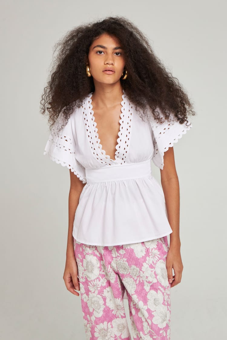 antik batik Top court Popeline blanche