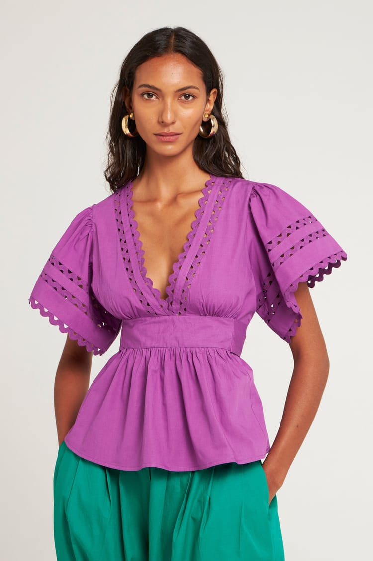 antik batik Top court Popeline mauve