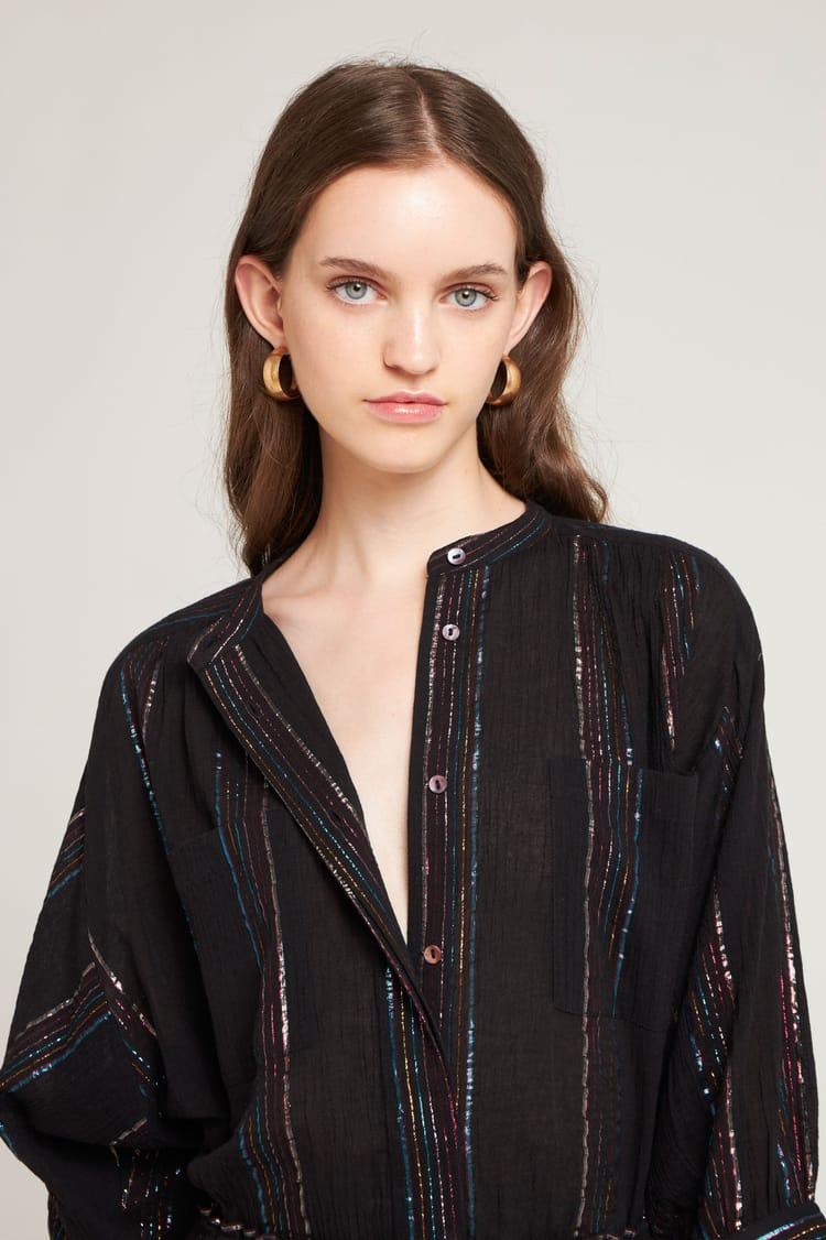 Antik Batik Top Noir En Crêpe De Coton