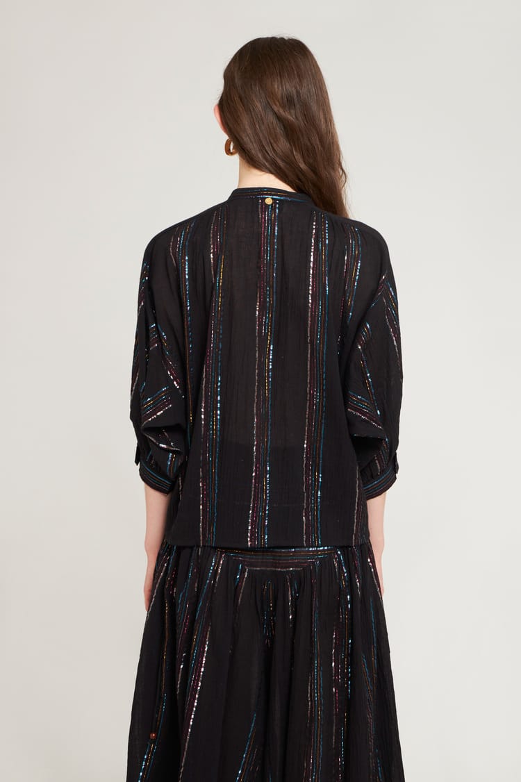 Antik Batik Top Noir En Crêpe De Coton