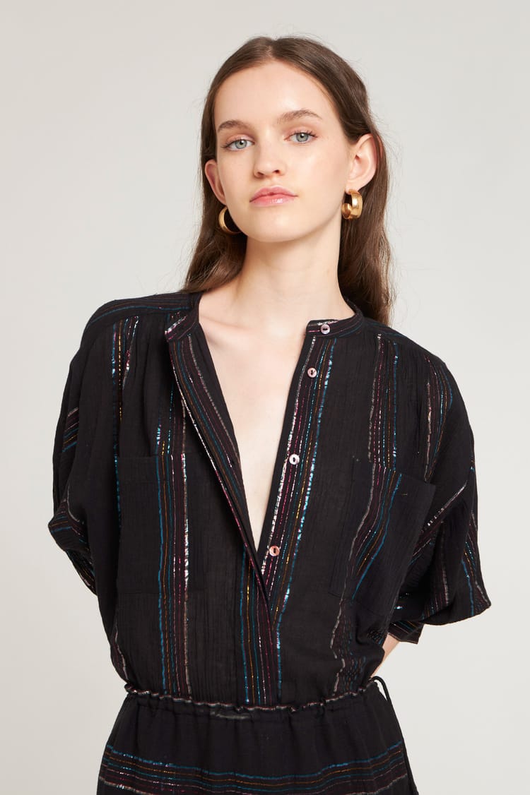 antik batik Top noir en crêpe de Coton