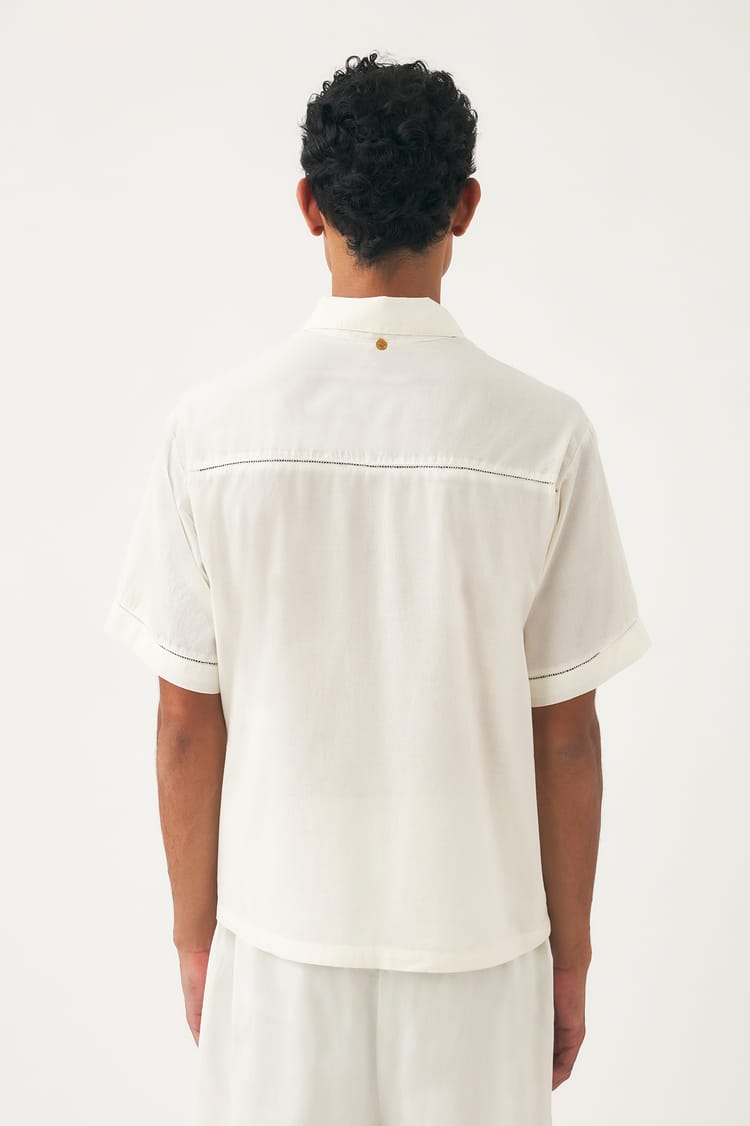 Antik Batik Blouse Blanche Ajourée Voile De Coton Incrustée De Dentelle