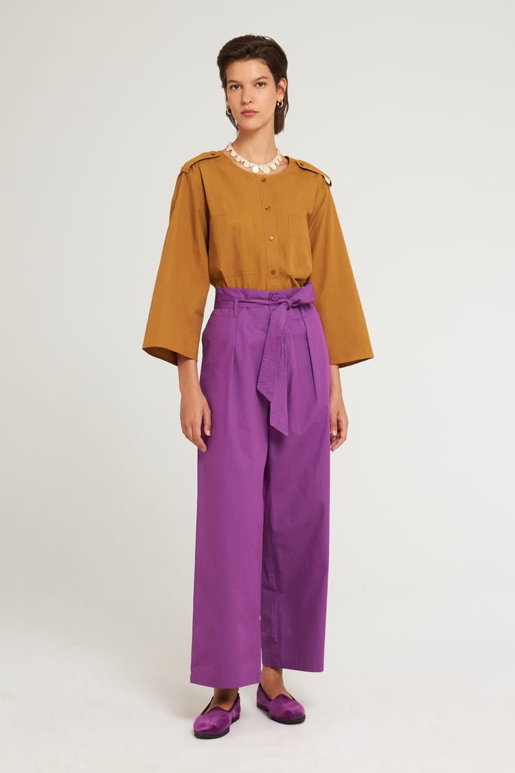 Antik Batik Blouse Droite En Popeline De Coton Kaki