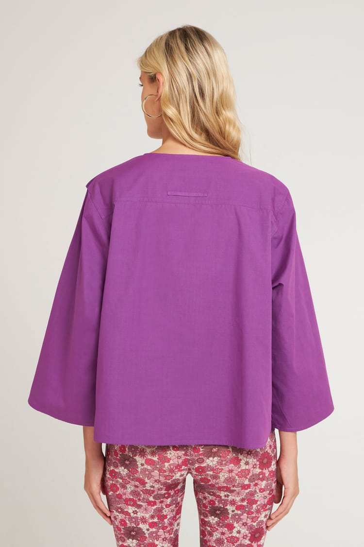 Antik Batik Blouse Droite En Popeline De Coton Violet Profond