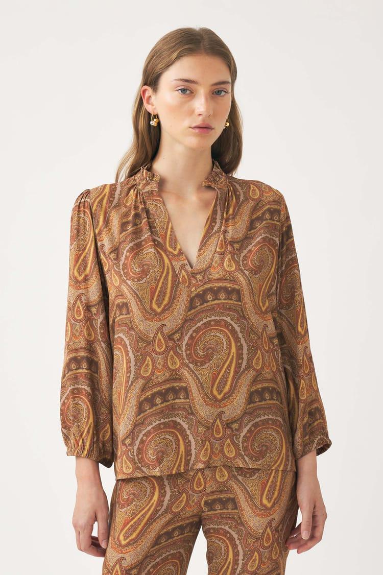 Antik Batik Blouse En Crêpe De Viscose Fluide Et Imprimé Cachemire