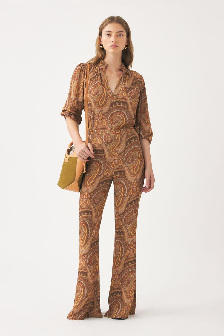 antik batik Blouse en crêpe de viscose fluide et imprimé cachemire