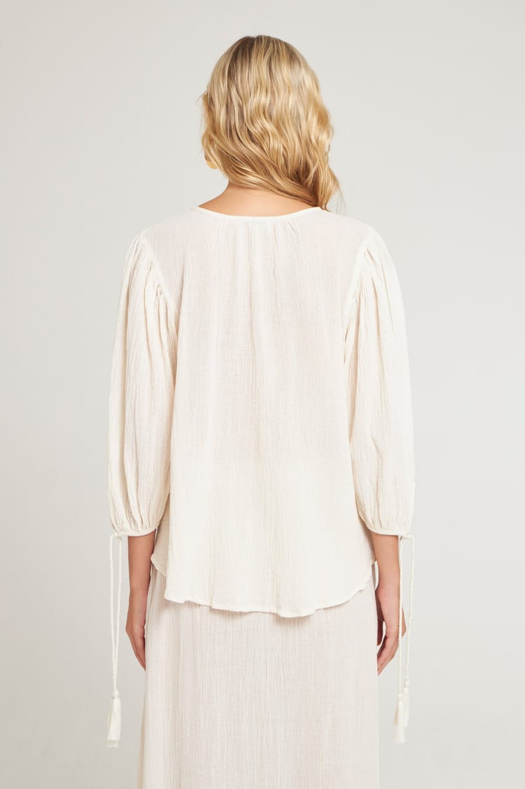 Antik Batik Blouse Fluide Blanche En Crêpe De Coton