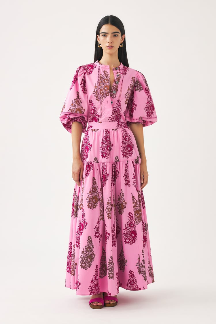 Antik Batik Blouse Rose Imprimée En Popeline De Coton