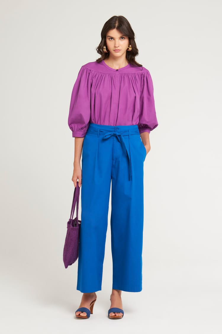 Antik Batik Blouse Rouge-violet Ample En Popeline De Coton