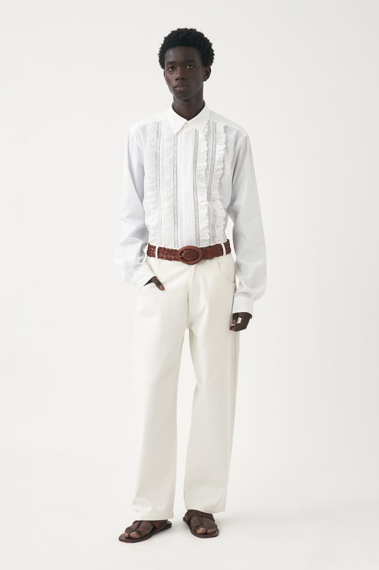 antik batik Chemise blanche en popeline de coton dentelle