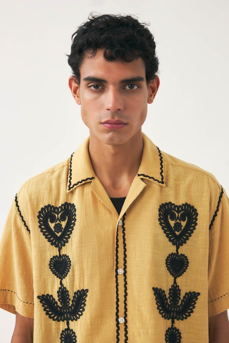 Antik Batik Chemise Cubaine à Manches Courtes Blanche