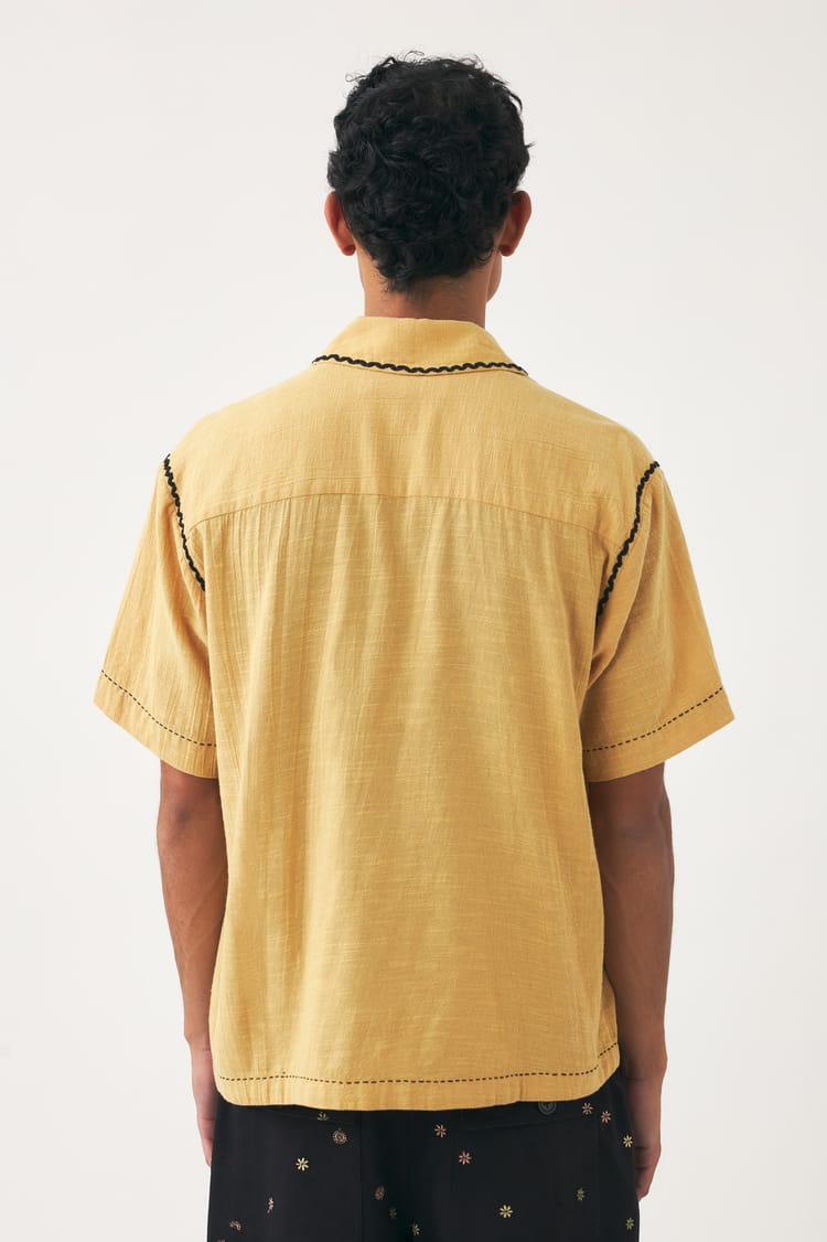 Antik Batik Chemise Cubaine à Manches Courtes Blanche