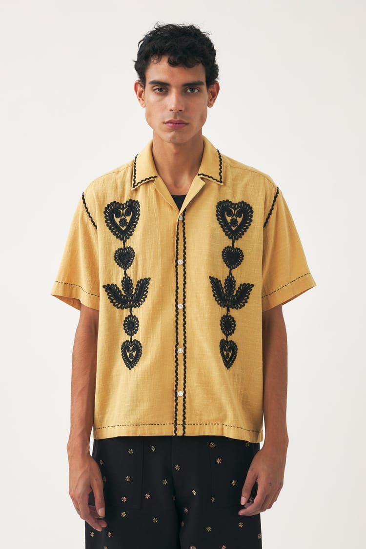 antik batik Chemise cubaine à manches courtes blanche