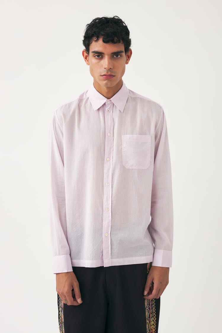 antik batik Chemise lila oversize en voile de coton tissé