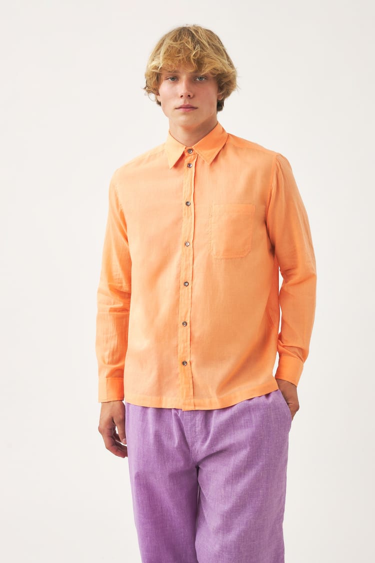 Antik Batik Chemise Orange Oversize En Voile De Coton Tissé