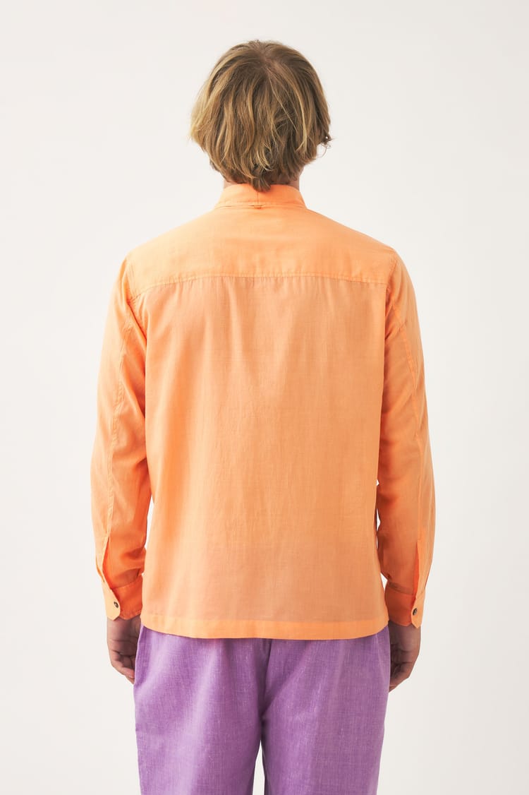 Antik Batik Chemise Orange Oversize En Voile De Coton Tissé