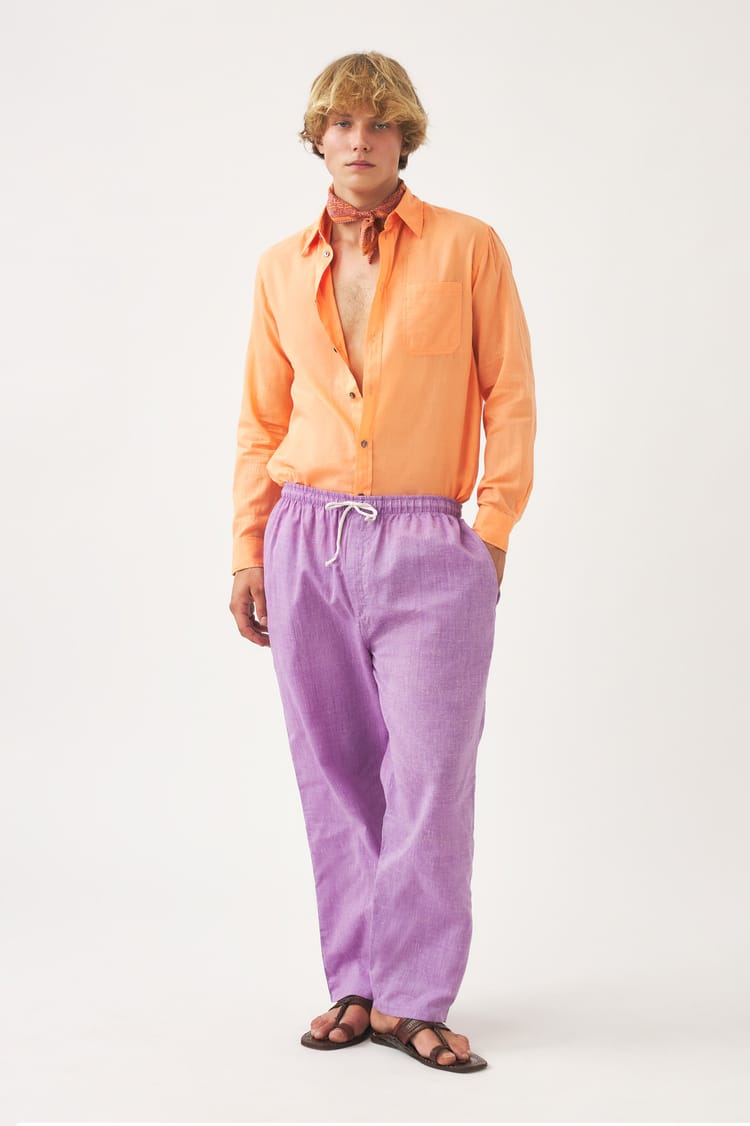 antik batik Chemise orange oversize en voile de coton tissé