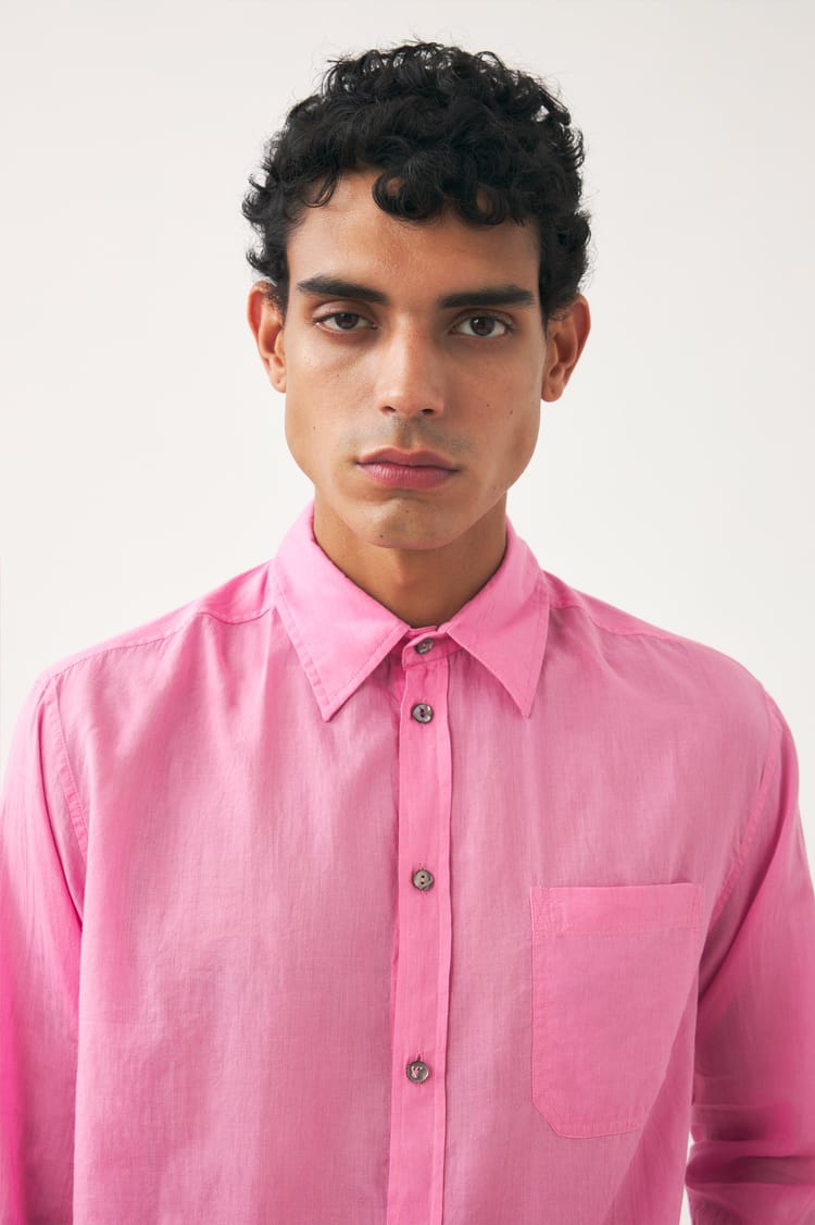 Antik Batik Chemise Rose Oversize En Voile De Coton Tissé