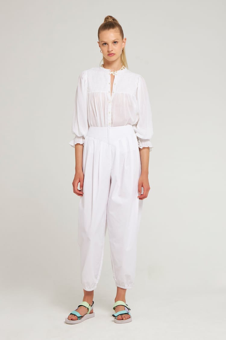 Antik Batik Chemisier Fluide En Voile De Coton Blanc