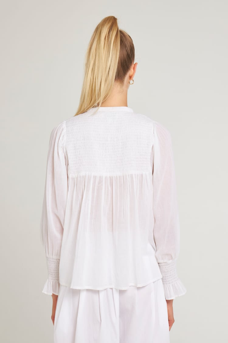 Antik Batik Chemisier Fluide En Voile De Coton Blanc