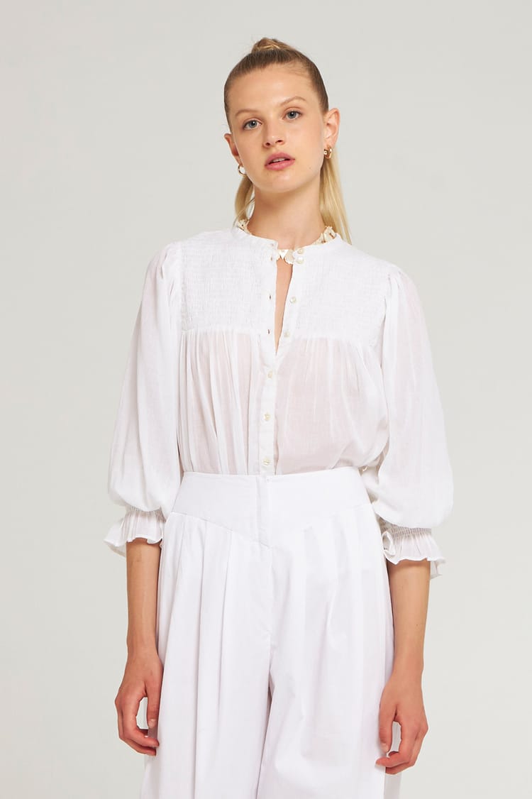 antik batik Chemisier fluide en voile de Coton blanc