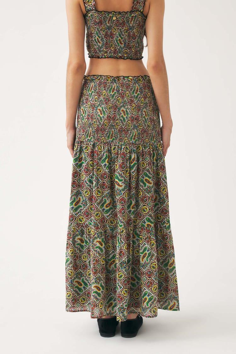 Antik Batik Jupe Kaki Voile De Coton Imprimé Au Block Print