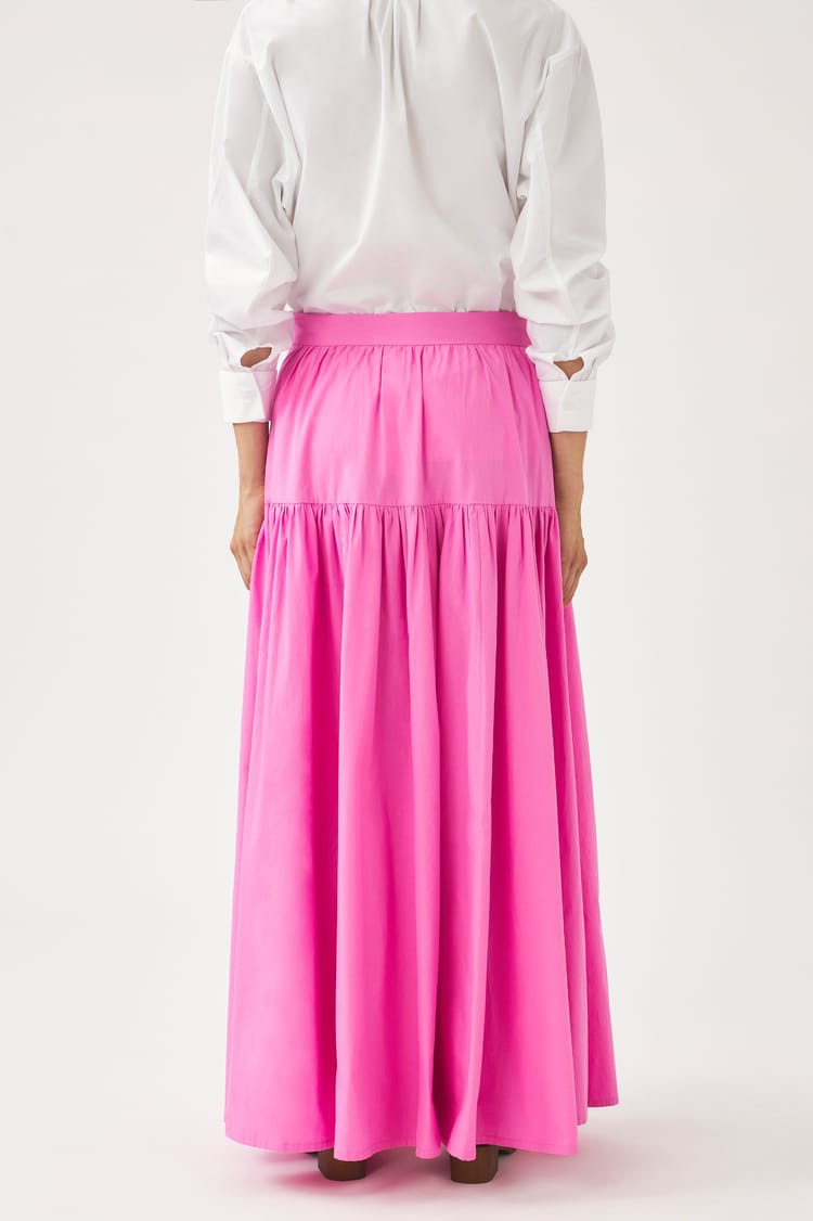 Antik Batik Jupe Rose En Popeline De Coton Taille Haute