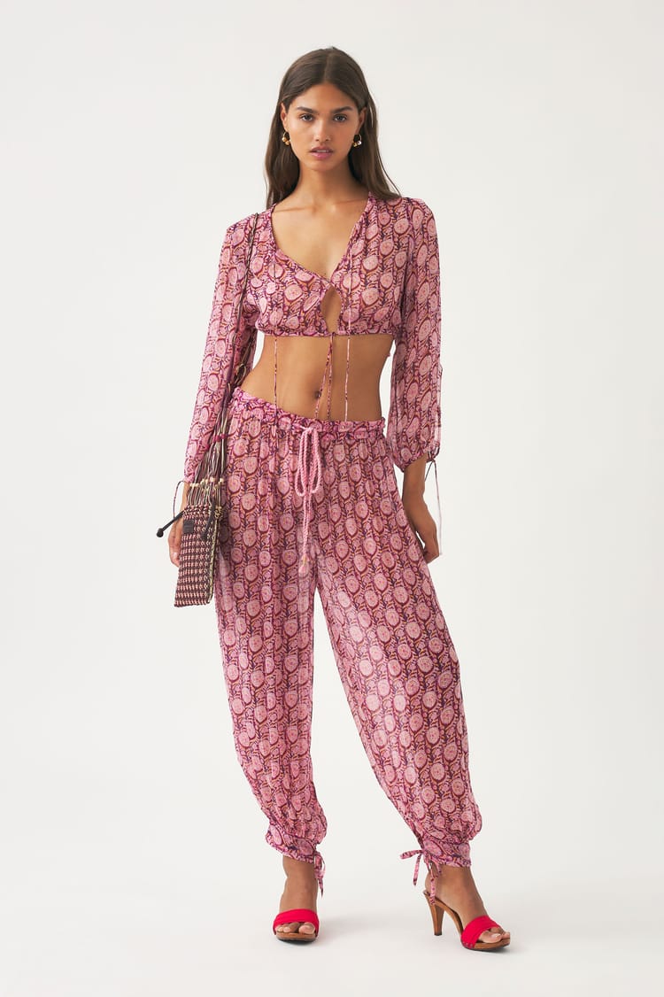 Antik Batik Pantalon En Crêpe De Viscose Transparente