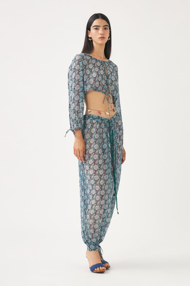 Antik Batik Pantalon En Crêpe De Viscose Transparente