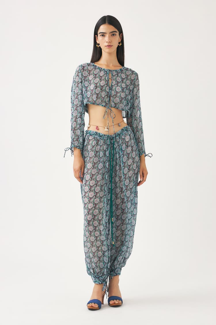 antik batik Pantalon en crêpe de viscose transparente