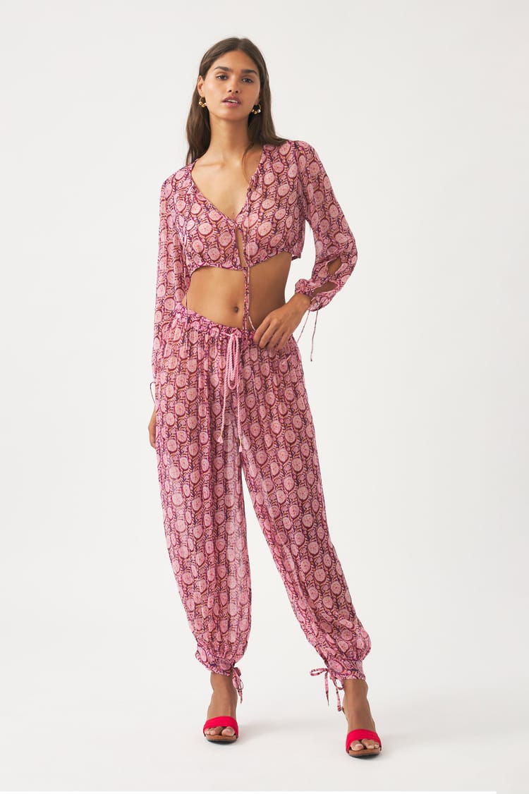 antik batik Pantalon en crêpe de viscose transparente