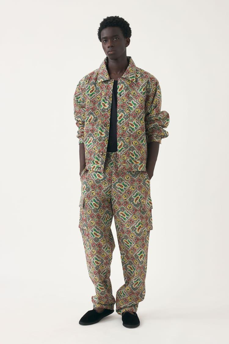 Antik Batik Pantalon Kaki Voile De Coton Imprimé Au Block Print