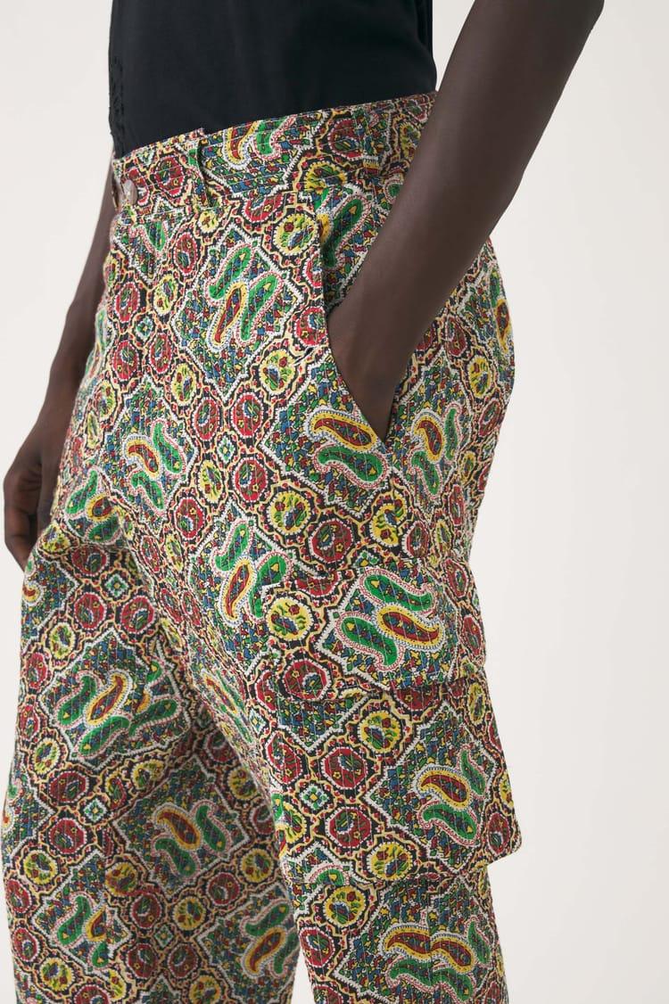 Antik Batik Pantalon Kaki Voile De Coton Imprimé Au Block Print