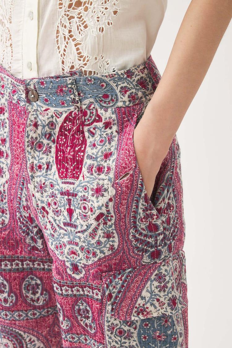 Antik Batik Pantalon Rouge Matelassé En Jacquard De Coton