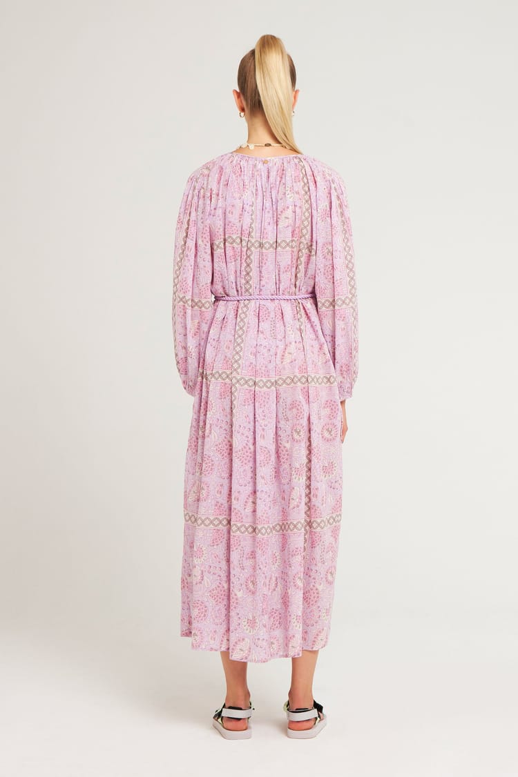 Antik Batik Robe Ample Rose En Voile De Coton Allure Bohème