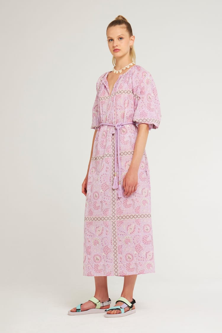 antik batik Robe ample rose en voile de Coton allure bohème