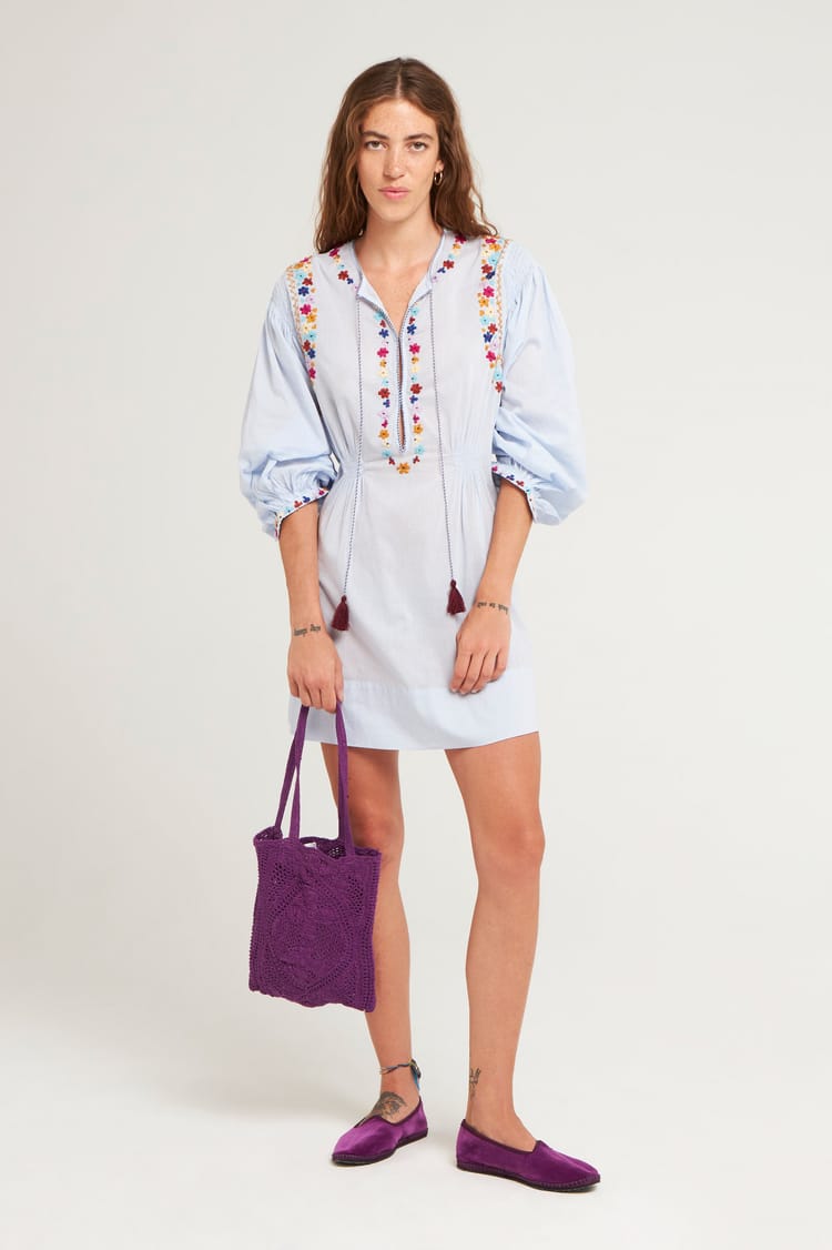 Antik Batik Robe Brodée Bohème Chic Ample En Voile De Coton