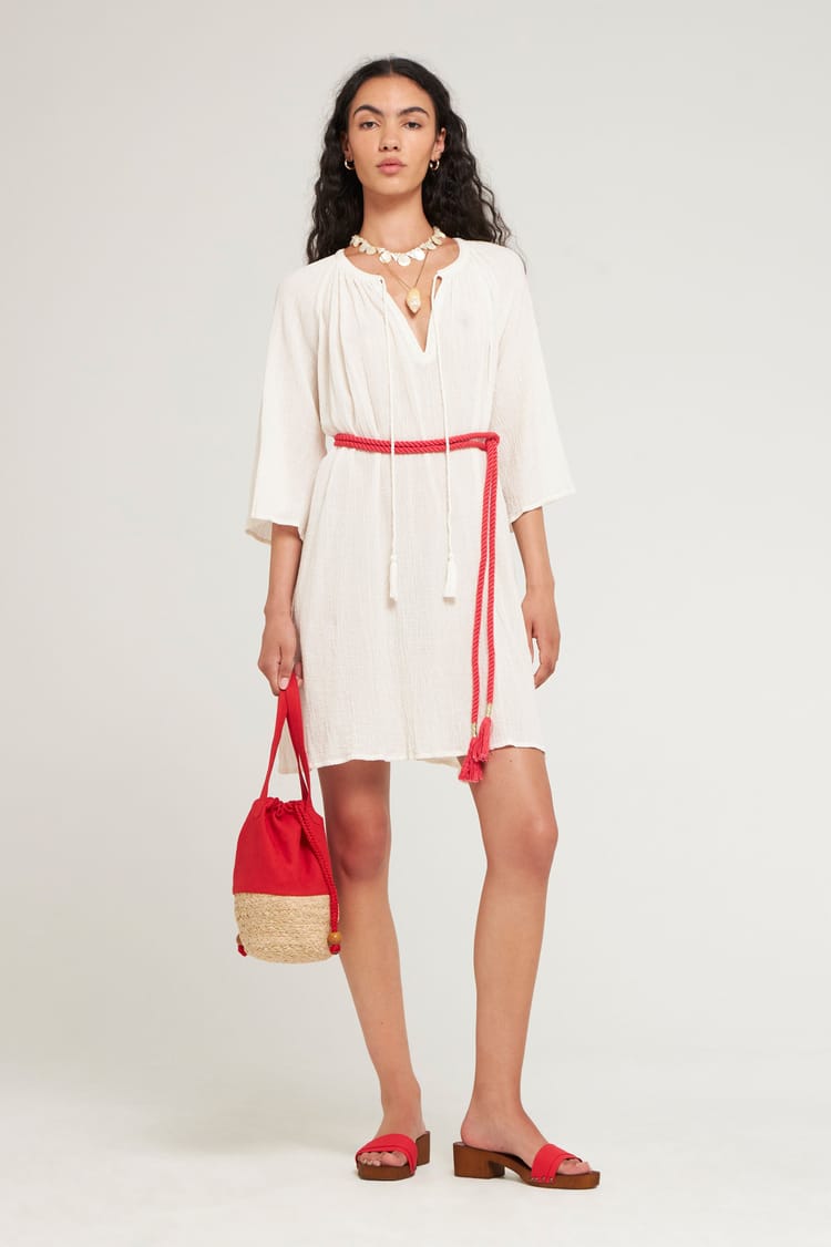 antik batik Robe courte fluide blanche en Crêpe de Coton