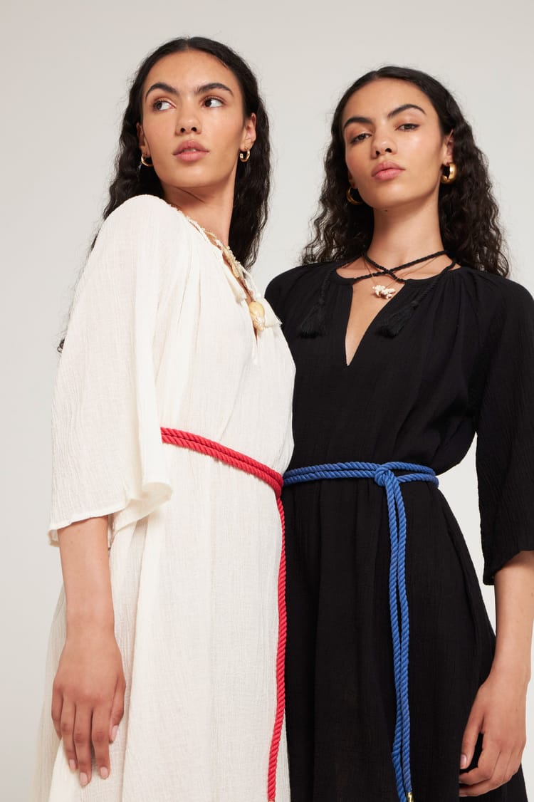 Antik Batik Robe Courte Fluide Noire En Crêpe De Coton