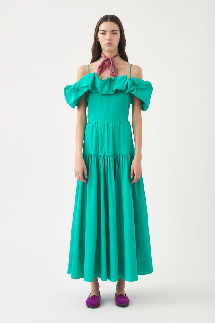 Antik Batik Robe Longue Bleu Turquoise En Popeline De Coton