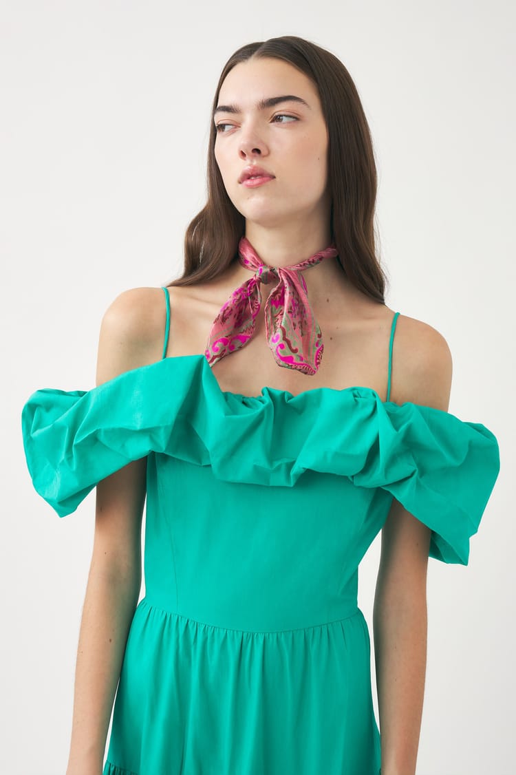 Antik Batik Robe Longue Bleu Turquoise En Popeline De Coton