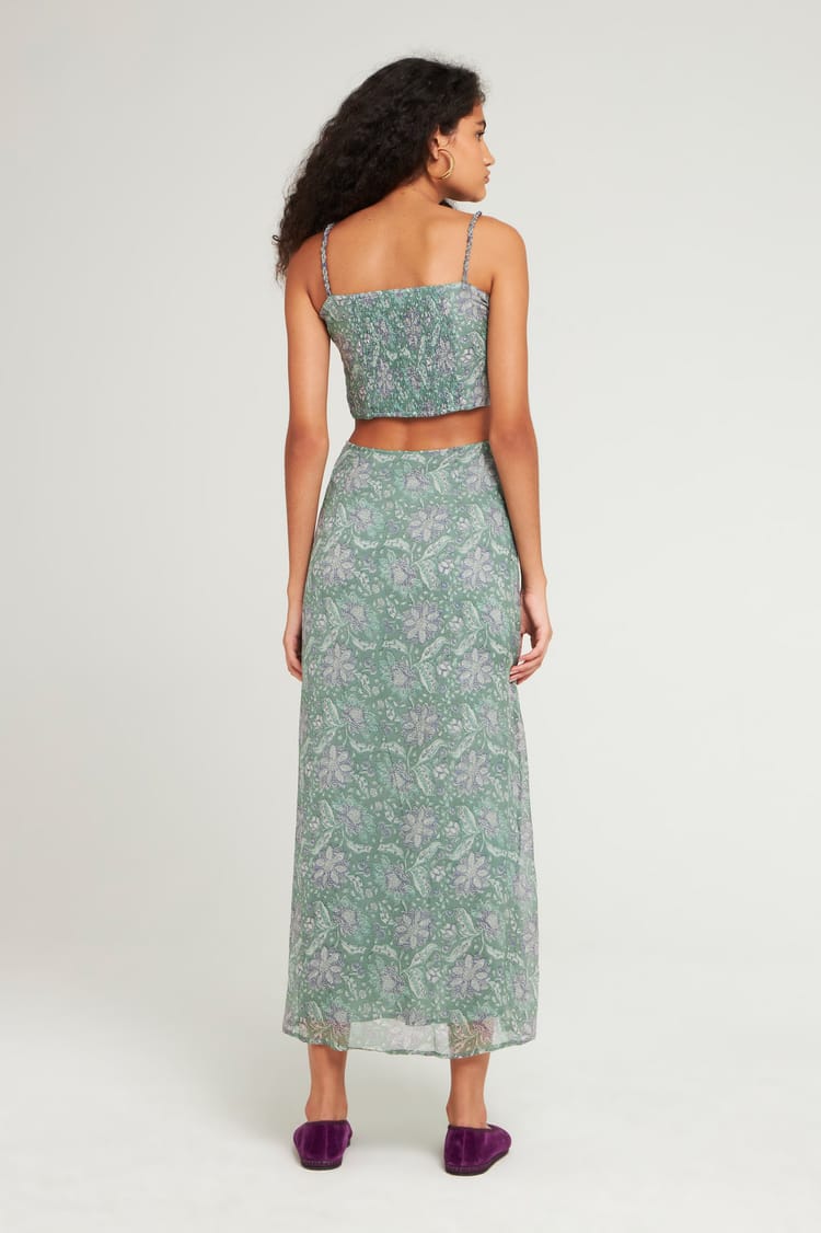 Antik Batik Robe Longue Bleue En Chiffon De Viscose Bohème Chic