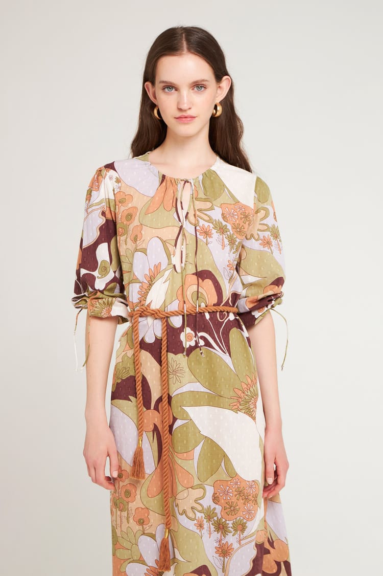 Antik Batik Robe Longue Cut Out En Voile De Coton Plumetis