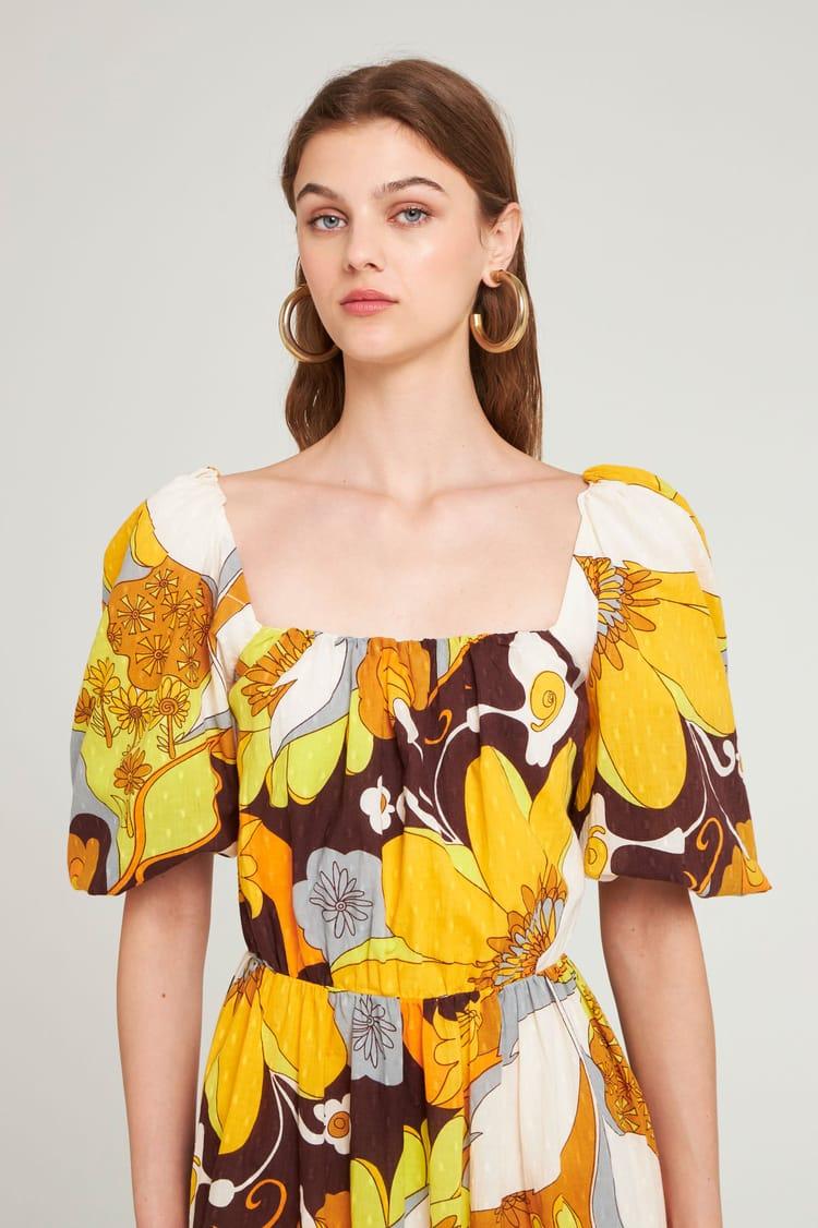 Antik Batik Robe Longue Dos Nu Plumetis à Maxi Imprimé Vintage