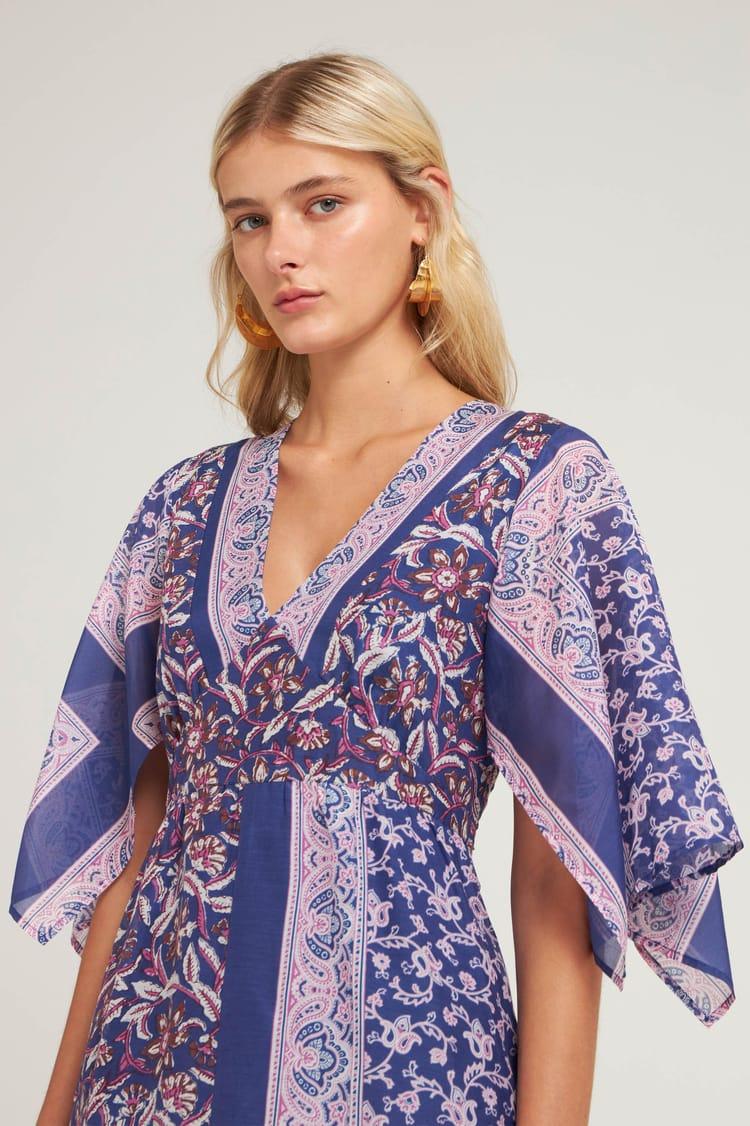 Antik Batik Robe Longue En Coton Et Soie Imprimé D'inspiration Indienne