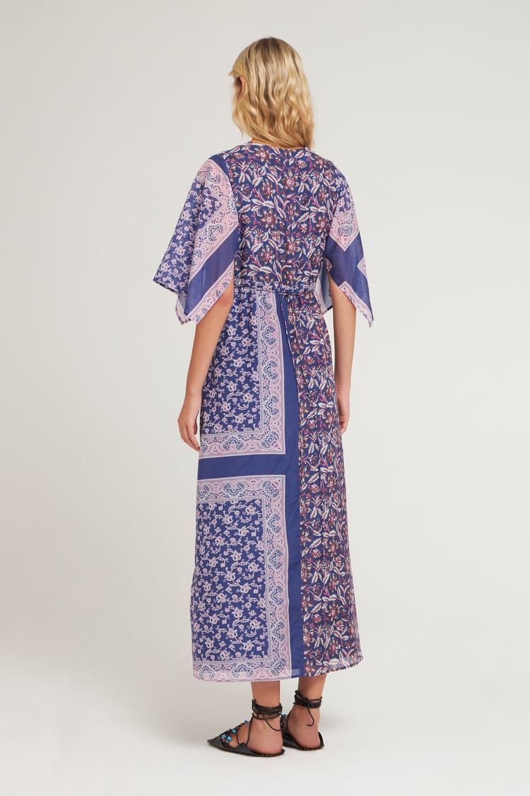 Antik Batik Robe Longue En Coton Et Soie Imprimé D'inspiration Indienne