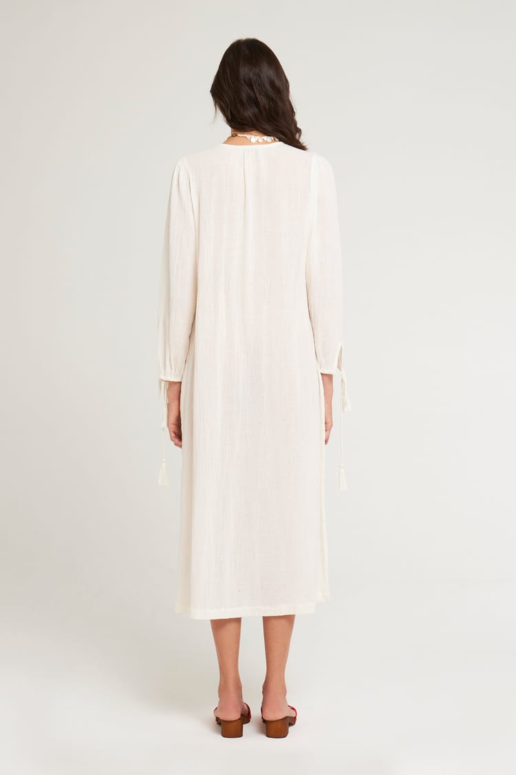 Antik Batik Robe Longue Fluide Blanche En Crêpe De Coton