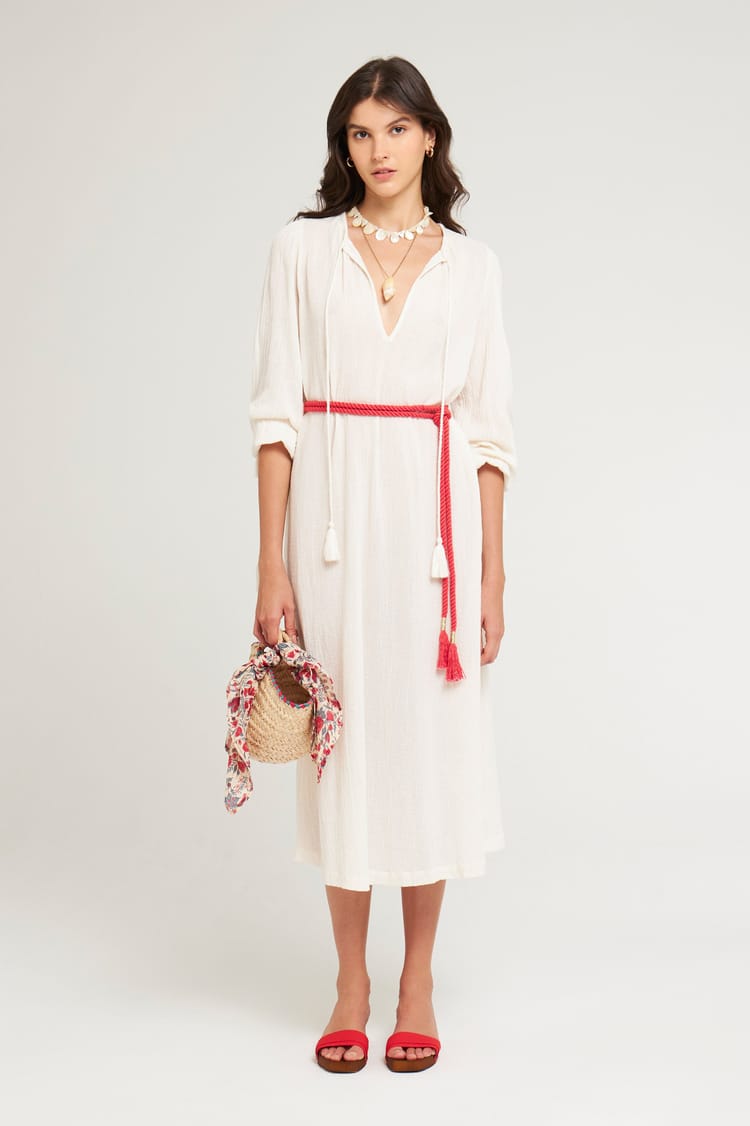 antik batik Robe longue fluide blanche en Crêpe de Coton