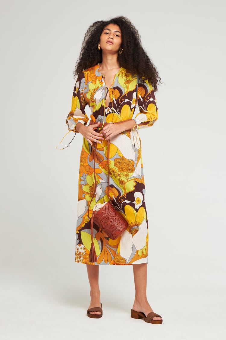 antik batik Robe longue imprimée maxi fleurs allure bohème décontractée